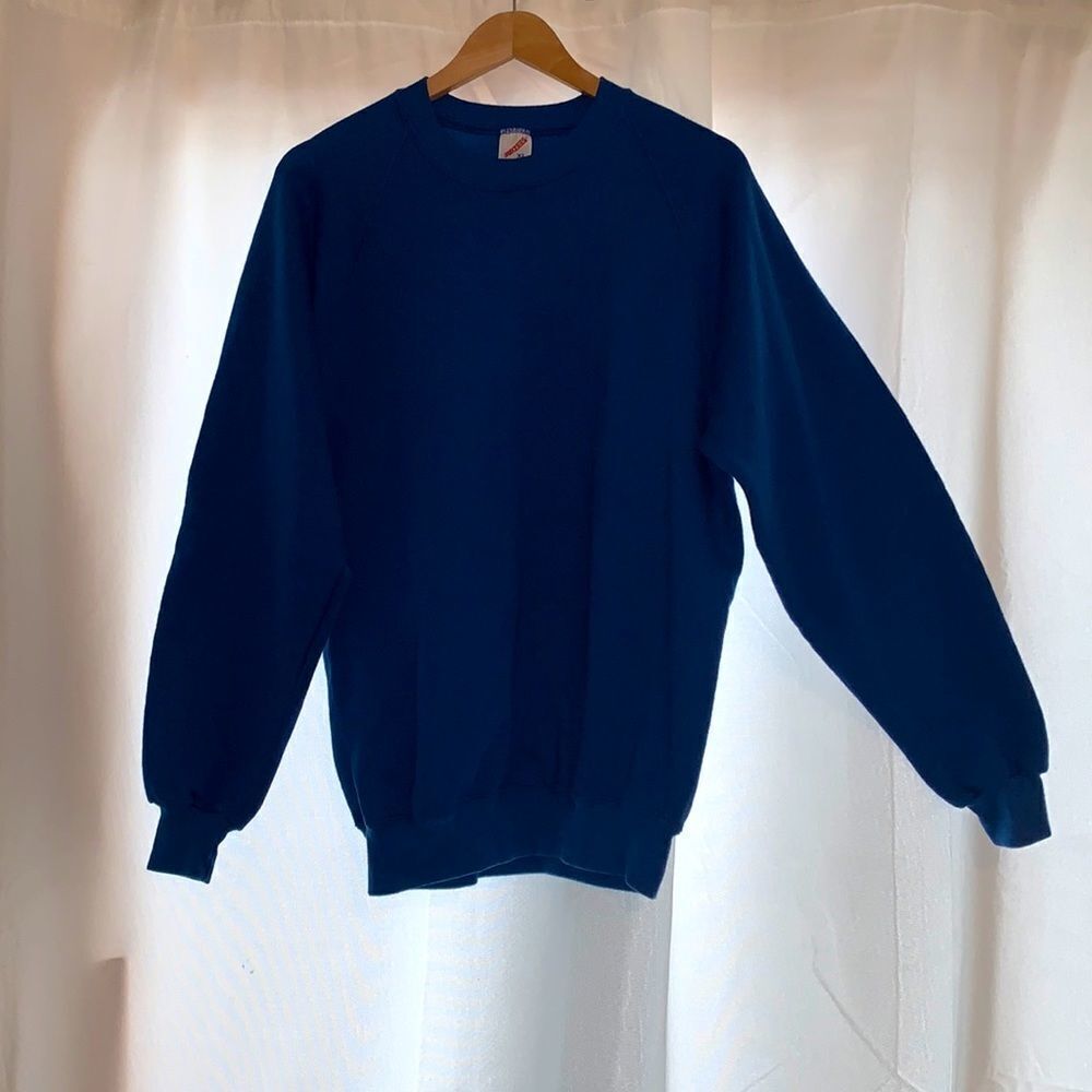 Vintage 1980s Jerzees slouchy fit blue‎ pull over sweatshirt. Size XL